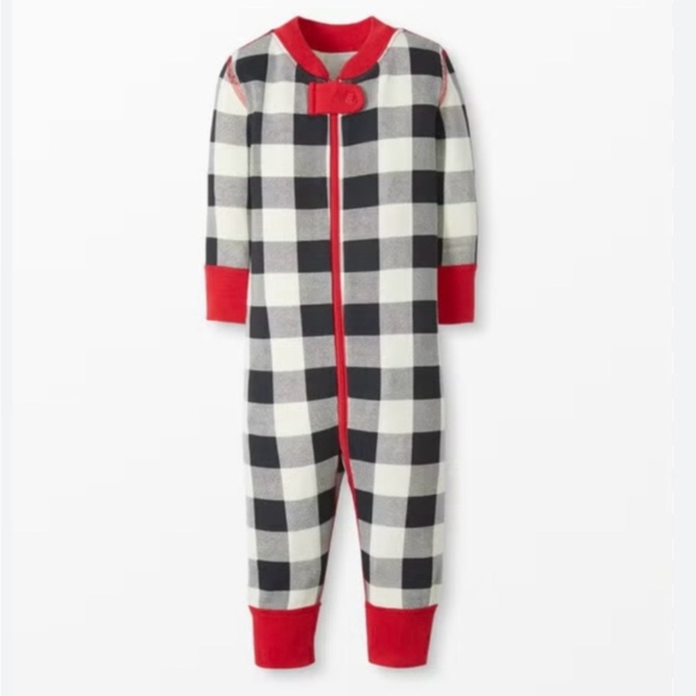 Hanna Andersson Holiday Baby Zip Sleeper Black White &‎ Red Buffalo Plaid NWT